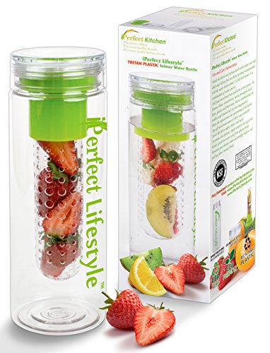 iPerfect Lifestyle Infuser Water Bottle - Best Fruit Infusion Bottle Made of TRITAN Copolyester - Recipe Ebook Included - Twist Cap Style Drinking Cup