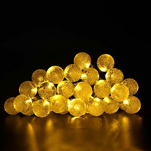 

lederTEK Solar Outdoor String Lights 19.7ft 30 LED Warm White Crystal Ball Solar Powered Globe Fairy Lights for Garden Fence Path Landscape Decoration (30 LED Warm White)