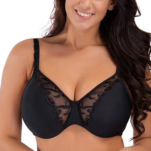 La Isla Women's Full Coverage Non padded Underwire Embroidered Minimizer Bra