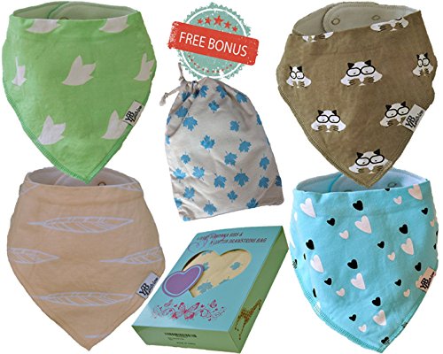 Baby Bandana Bibs By YLB WithLove: 100% Cotton, Burp cloths, For girls and boys, Absorbent Drool Bibs, Double layer -gift set
