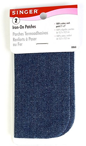 Singer Iron On Denim Cotton Patches, 5-inch, Set of 2, 3-Pack