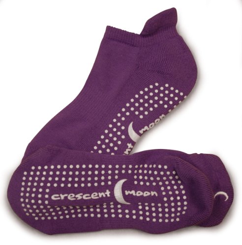 Crescent Moon ExerSocks Barre, Yoga & Pilates Socks (3-pack) Medium (Purple)