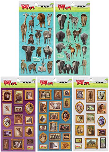 Children's 5-Pack Collection Reusable Puffy Sticker Bundle Benefitting African Wildlife Federation For Use With Sticker Farm African Wildlife Activity Book