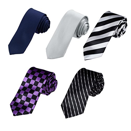 DAN30.01 Multiple Slim Ties Microfiber - 5 Skinny Ties Set By Dan Smith