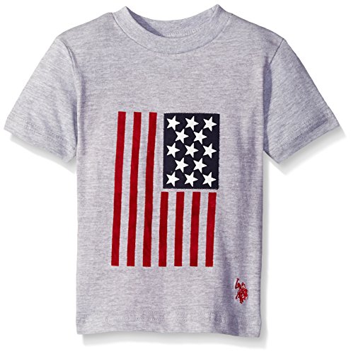 U.S. Polo Assn. Boys' Crew Neck Iconic Graphic Logo T-Shirt, SD04-Light Heather Gray, 5/6