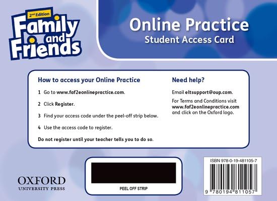 FAMILY AND FRIENDS: STARTER. ONLINE PRACTICE STUDENT ACCESS CARD 2/E (PACK) by Naomi Simmons