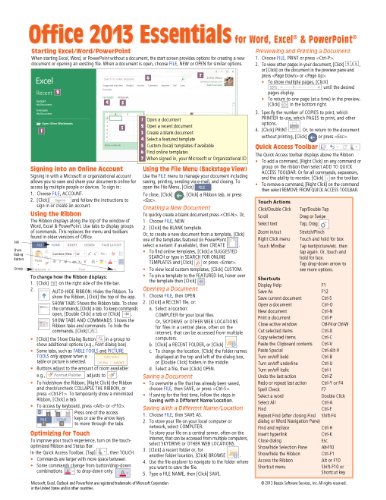 Microsoft Office 2013 Essentials Quick Reference Guide by Beezix Inc.