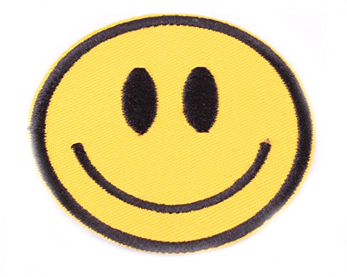 Smiley Happy Smile Face Embroidered Iron On Badge Applique Patch Kalan