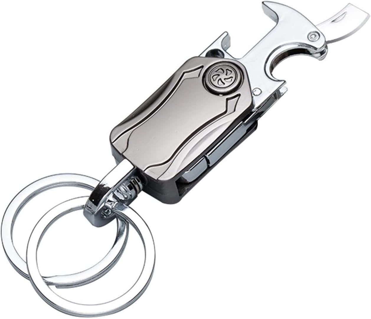 Porte-clés multifonction pour hommes - Organisateur à double anneau avec ouvre-bouteille, support de téléphone et fidget spinner, porte-clés de voiture pour hommes._voghion.com