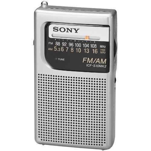 

Sony All in One Compact Design Pocket Size Portable AM/FM Radio with Built-in Speaker, Earphone Jack, LED Tuning Indicator & Carry Strap