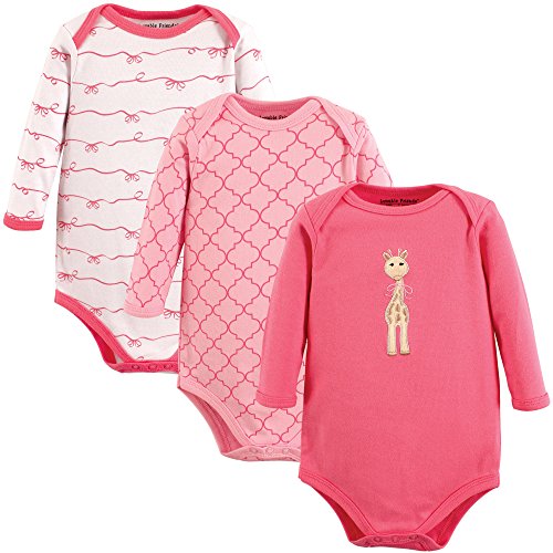 Luvable Friends Hanging Long Sleeve Bodysuits 3PK, Girly Giraffe, 9-12 Months