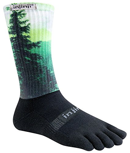 Injinji Trail Midweight Crew Socks (Large, Forest)