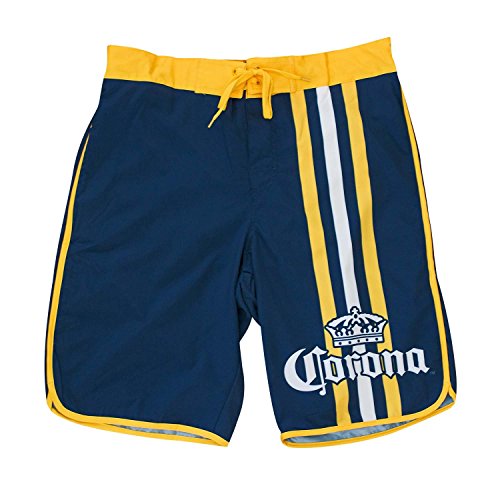 Men's Corona Navy Vertical Racing Stripes Board Shorts