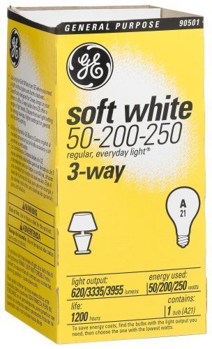 

Ge 3 Way Soft White Light Bulb 250 W 620/3335 Lumens A21 Med Base 5-1/4 In. Sleeved