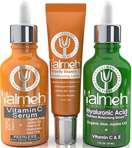 Yalmeh Super Youth-Anti Aging Serums The Best Organic Vitamin C Serum For Face. 20% Vitamin C + E + Hyaluronic Acid Serum With Natural Ingredients On The Market.Include One Free 15G Vitamin C Lotion.