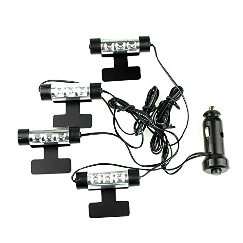 

HAMIST 4 X 3led Car Charge 12v Glow Interior Decorative 4in1 Atmosphere Light Lamp Blue