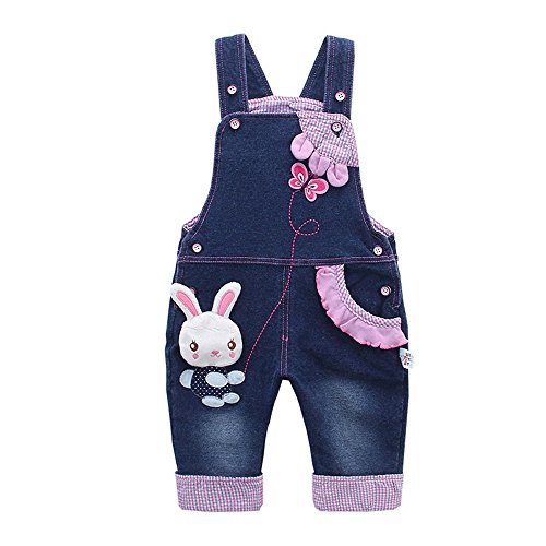 Kidscool Baby Girls Casual Soft Denim Overalls Rabbit