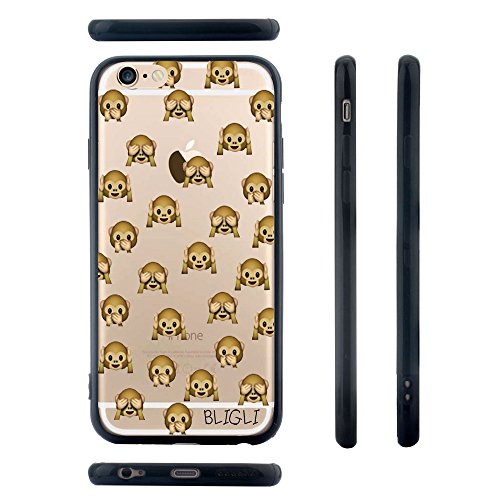 iPhone 6 Case, [Scratch Resistant] BLIGLI Personality Cartoon Painting Pattern Design Clear Transparent Flexible Slim Soft TPU Case Cover Back Case for Apple iPhone 6 4.7 inch [Slim Fit, Anti-Scratch and Anti-Shock Protection]-Lovely Monkeys