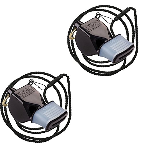 Fox 40 Classic Cushion Mouth Group Sports and Safety Loud Referee Coach Whistle with Lanyard, Multiple Colors (2 Pack)