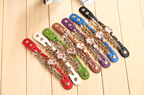 Domire Punk Women Gold Dial Leather Chain Wrap Analog Quartz Wrist Watch Bracelet