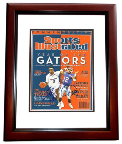 

2006 Florida Gators Championship MVP's Corey Brewer and Chris Leak Dual Autographed / Hand Signed Commemorative Sports Illustrated - MAHOGANY CUSTOM FRAME