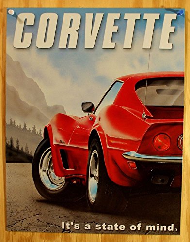 Chevrolet Chevy Corvette State of Mind Retro Vintage Tin Sign