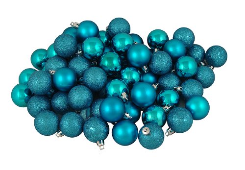 96ct turquoise blue shatterproof 4-finish christmas ball