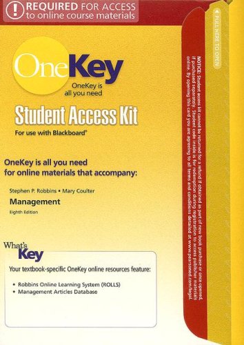 Management Student Access Kit for Use with Blackboard (OneKey) by Stephen P Robbins
