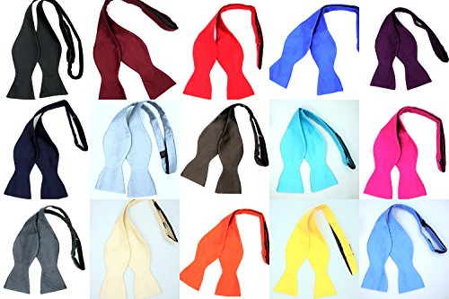 Mens Solid Color Microfiber Self Bow Tie