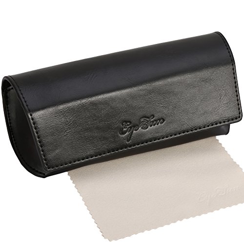 EyeSun Leather Large Eyeglasses Sunglasses Case with Free Cleaning Cloth