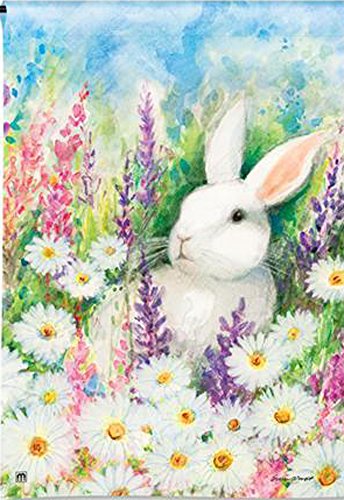 Magnet Works MAIL31099 White Bunny Garden Flag