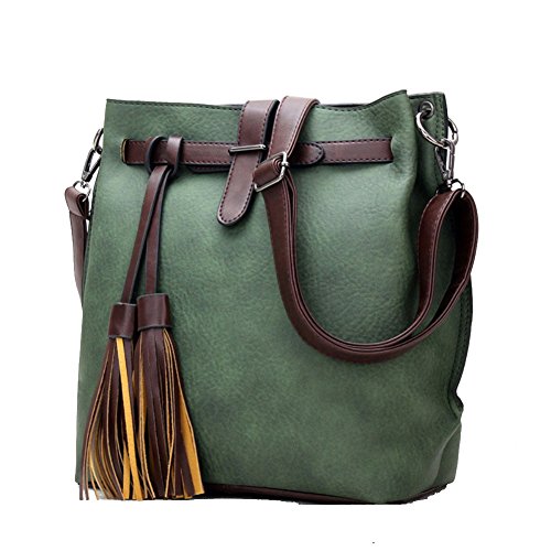 CloudBag Fashion Creative Women Brand Retro Tassel Bag Lock Shoulder Bags Handbags (Green)