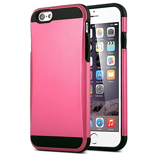 iPhone 6 Case, ULAK Case for iPhone 6 4.7 Inch 2-Piece Style Hybrid Hard Cover for iPhone 6 4.7 inch with Screen Protector and Stylus (Black+Magenta)
