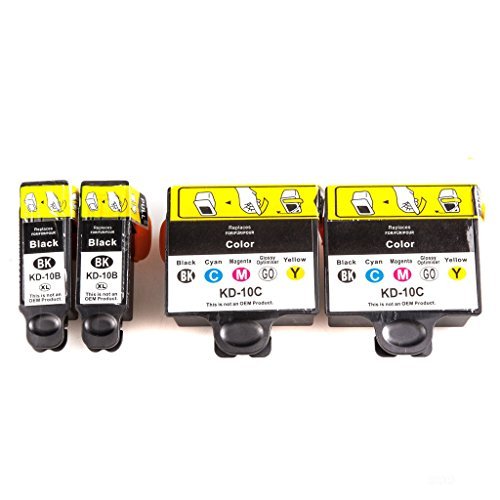 Compatible Ink Cartridge Replacement for Kodak 10 (2 Black, 2 Tri Color, 4-Pack)