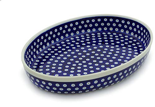 Algopix Similar Product 1 - Polish Pottery 14inch Oval Baker Blue