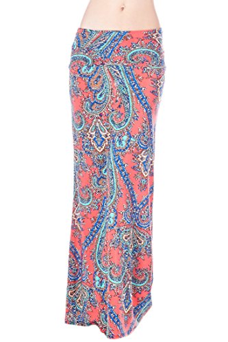 82 Days Women'S Poly Span Paisley Prints Maxi Skirt - Paisley