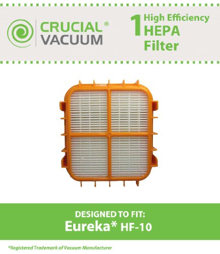 Eureka HF10 HEPA Filter Fits Eureka HF10, HF-10 Upright Vacuum Cleaner; Compare to Eureka part # 63347, Upright, Boss Capture, Pet Lover Vacuum cleaners, 63347A, 633489, 67810-2, H14017, 63358; Designed & Engineered By Crucial Vacuum