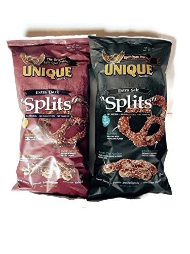 Unique Splits Variety Pack: Extra Dark and Extra Salt Pretzels, 11 Oz. Bags [1 of Each]