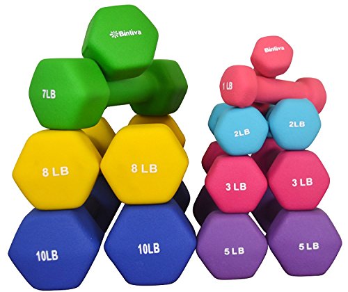 Bintiva Professional Grade, Non Slip Grip, Neoprene Coated Dumbbells - 1 Pair