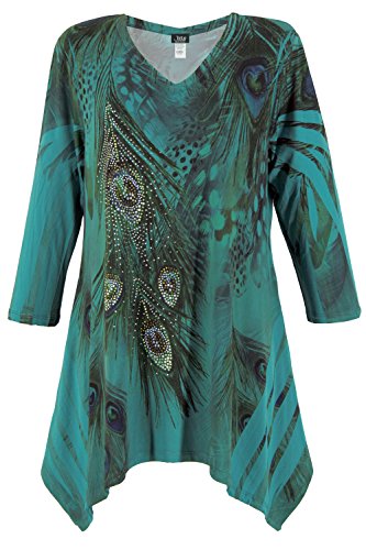 Jostar Women's HIT V-Neck Binding Top 3/4 Sleeve Sublimation Rhinestones