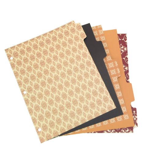 Wilson Jones Work Style Binder Tab Dividers , 3-Hole Punched, 5 Tab, 5 Decorative Designs per Set, Multi-Colored