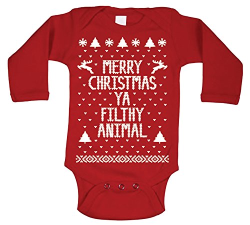 Merry Christmas Ya Filthy Animal Baby Long Sleeve One Piece