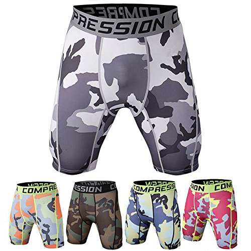 Welen Men Sports Running Print Compression Under Base Layer Shorts
