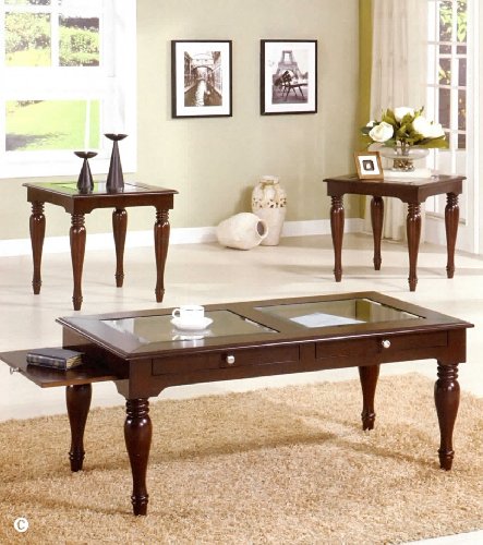 

Acme 18448A 3-Piece Evan Coffee/End Table Set, Dark Cherry Finish