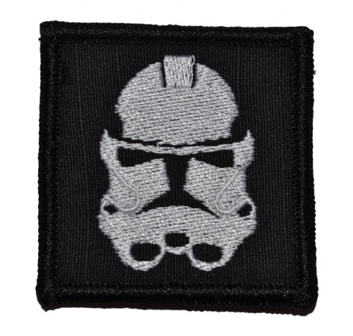 Stormtrooper Patch 2x2 inch White Thread on Black Background