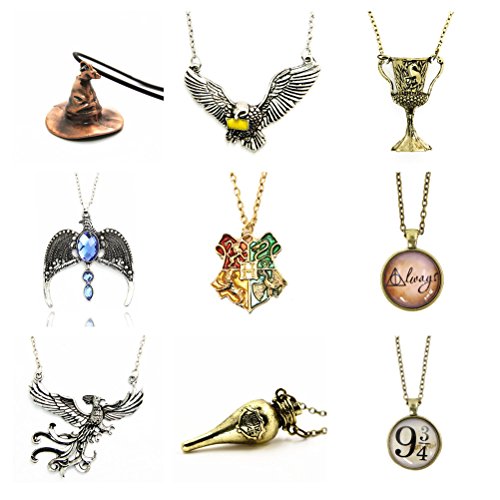 JoJo&Lin 9pcs/Set Movie Jewelry Express 9 3/4 Sorting Hat Ravenclaw Pendant Necklace Fans Collection