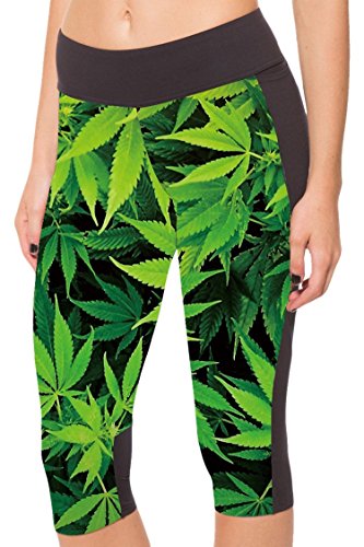 COCOLEGGINGS Womens 3D Digital Print Workout Running Capri Pants Crop Leggings