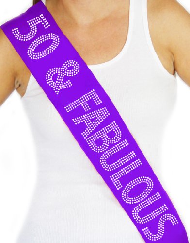 50 & Fabulous Rhinestone Sash 50th Birthday Decorations by RhinestoneSash.com