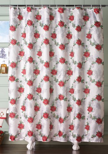 

Poinsettia Holiday Bathroom Shower Curtain