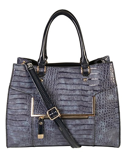 Rimen & Co. Animal Print Tote Womens Purse Handbag Accented Front Metal Zipper Top Handles with Removable Strap GM-2491 BM-2572